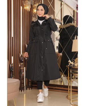 Moda Mihram Strip Detail Jas - Zwart