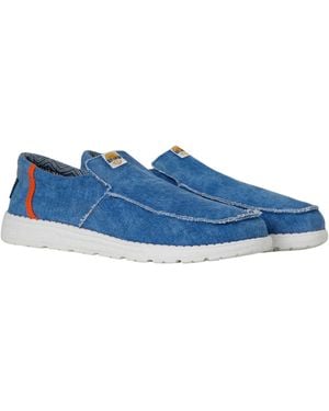 Weird Fish Shoal Washed Canvas Slip-On Lightweight Shoes (Denim) - Blue