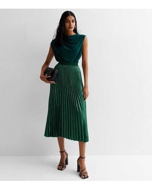 Gini London Geplooide Midi-rok - Groen