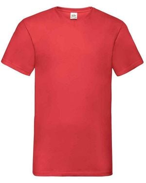 Fruit Of The Loom Valueweight V Neck T-Shirt Cotton - Red
