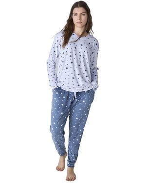 J&j Brothers Jjb4 Long-Sleeved Velvet Pyjamas - Blue