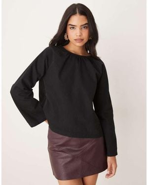 ASOS Denim Raglan Long Sleeve Top - Black