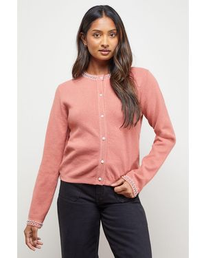 Oasis Pearl Detail Cardigan - Red