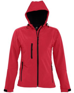 Sol's Ladies Replay Hooded Soft Shell Jacket (Breathable, Windproof And Water Resistant) (Pepper) - Red