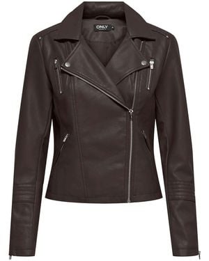 ONLY Gemma Faux Leather Biker Jacket - Black