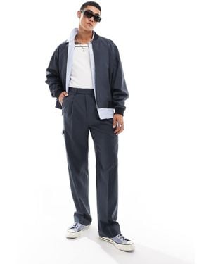 ASOS Smart Co-Ord Wide Cargo Trouser With Pocket Detailing - Blue