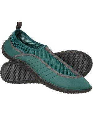 Mountain Warehouse 'Bermuda' Aqua Shoe With Mesh Panel Slip On Summer Beach Sandals Textile - Green