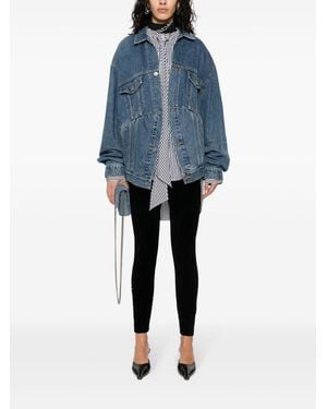 Balenciaga Stretch Velvet Skinny Leggings - Blue