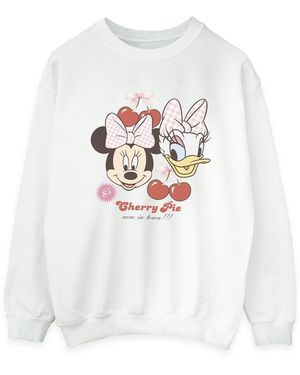 Disney Ladies Cherry Pie Minnie Mouse Sweatshirt - White