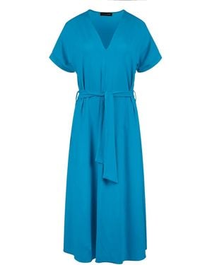 Conquista Jersey Belted Midi Dress - Blue