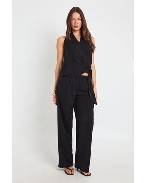 Boohoo Woven Cowl Wrap Drape Co-Ord - Black