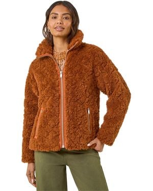 Roman Teddy Borg Bomber Coat - Brown