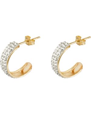 The Jewellery Stockroom 9Ct Crystal Set Half Hoop Earrings - Metallic