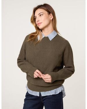 Blue Vanilla Argyle Texture Knit Jumper - Grey