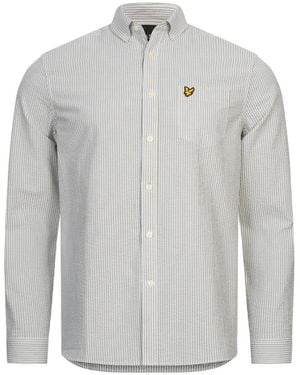 Lyle & Scott Long Sleeve Seersucker Strike Shirt Cotton - Grey