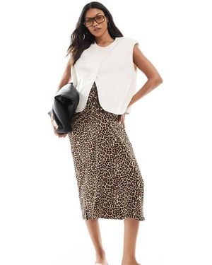 Mama.licious Maternity Ruched Under The Bump Midi Skirt - Brown