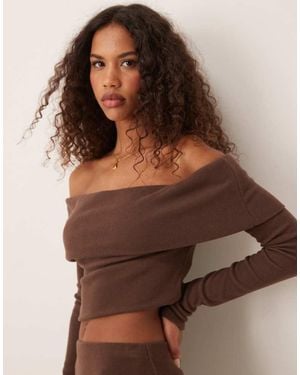 Miss Selfridge Deep Bardot Top - Brown