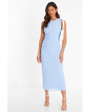 Quiz Mesh Ruched Bodycon Midaxi Dress - Blue