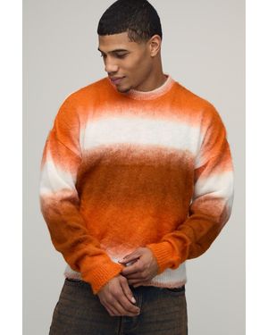 BoohooMAN Relaxed Boxy Brushed Ombre Knitted Jumper - Orange