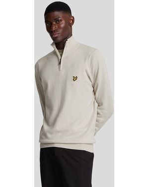 Lyle & Scott Cotton Merino 1/4 Zip Jumper - Natural