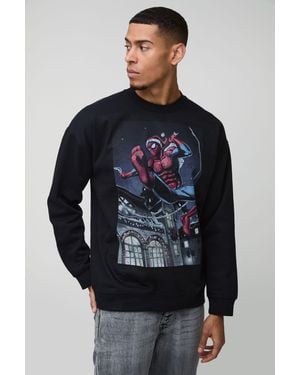 BoohooMAN Oversized Spiderman Christmas License Print Sweatshirt - Blue