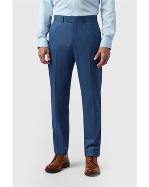 Antique Rogue Flat Fronted Regular Suit Trousers - Blue