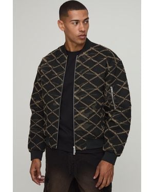 BoohooMAN Boxy Fit Distressed Camo Bomber Jacket - Black