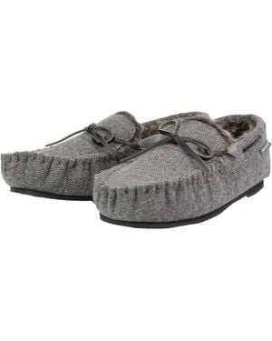 Dunlop Moccasin Slippers With Memory Foam - Grey
