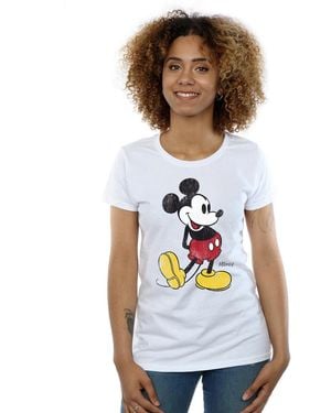 Disney Ladies Mickey Mouse Classic Kick Cotton T-Shirt - White
