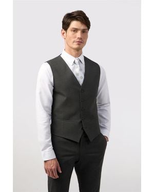 Limehaus Single Breasted Five Button V-Neck Slim Fit Suit Waistcoat - Grey