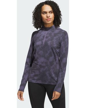 adidas Originals Ultimate365 Printed Quarter-Zip Mock Neck Top - Blue