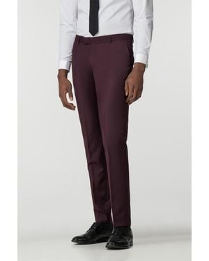 Limehaus Burgundy Twill Skinny Fit Trousers - Purple