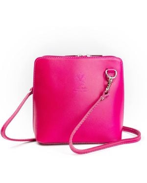 Woodland Leathers Italian Vera Pelle Leather Crossbody Bag - Pink