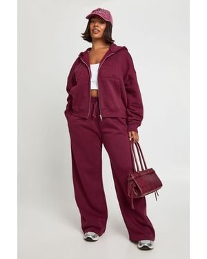 Boohoo Plus Applique 89 Zip Through Hoodie Tracksuit - Red