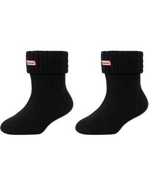 HUNTER 6-Stitch Cable Boot Socks - Black