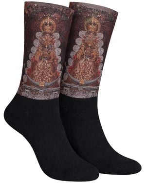 Jenes Socks Funny Printed Long For And - Brown