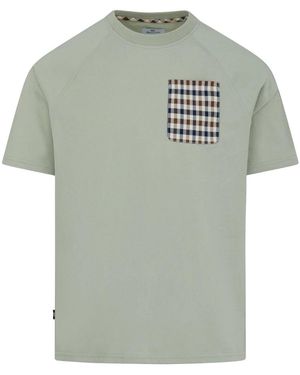 Aquascutum Active Raglan Pocket Salvia Light T-Shirt Cotton - Green