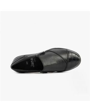 Jana 24660-29-055 Ladies Leather Shoes Croc - Black