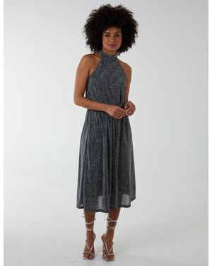 Blue Vanilla Ladies Blouson Elasticated Halter Midi Dress - Multicolour