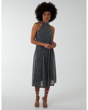 Blue Vanilla Ladies Blouson Elasticated Halter Midi Dress - Multicolour