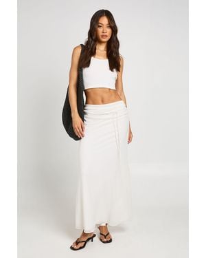 Boohoo Petite Low Waist Chiffon Maxi Skirt - White