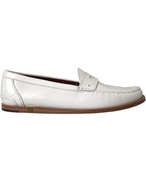 Dolce & Gabbana Lederen Penny Loafers Klassiek Ontwerp - Wit