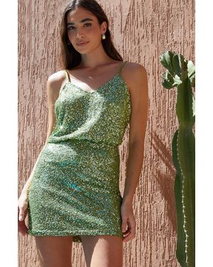 Threadbare 'Windmill' Sequin A-Line Mini Skirt - Green