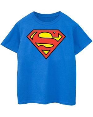 Dc Comics Ladies Superman Logo Boyfriend Fit Cotton T-Shirt (Royal) - Blue