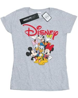 Disney Ladies Mickey Mouse Crew Cotton T-Shirt (Sports) - Grey