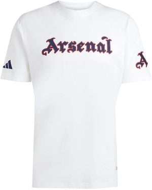 adidas Arsenal Logo Print Crew Neck Short Sleeve T-Shirt - White