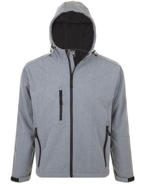 Sol's Replay Hooded Soft Shell Jacket (Breathable, Windproof And Water Resistant) Marl) - Grey