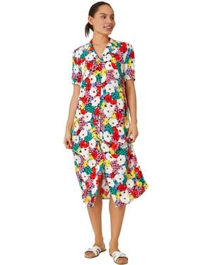D.u.s.k Bold Floral Shirt Dress - White