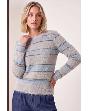 D.u.s.k Fluffy Stripe Knit Jumper - Grey