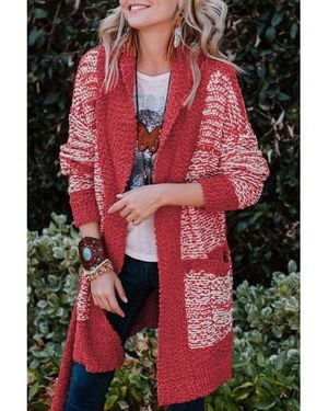 Everyday the Label Contrasterende Bies Open Front Longline Vest Met Zakken - Rood